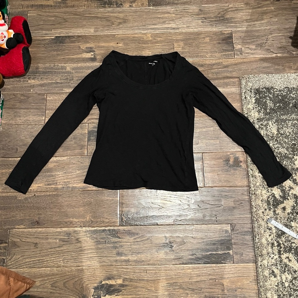 Banana Republic Black Cozy Slub Long Sleeve Slouchy Tee Size Small